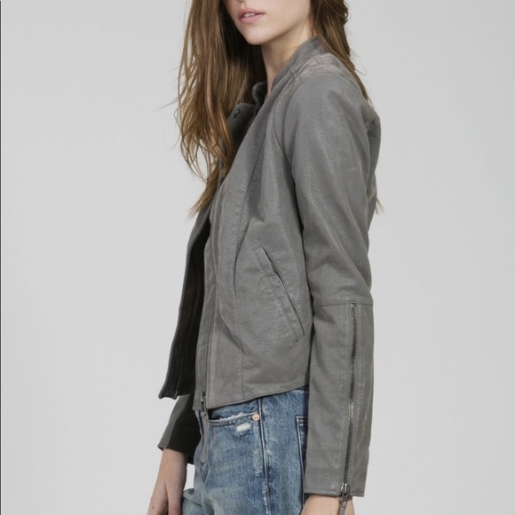 Free People Grey vegan suede moto jacket - Picture 2 of 4